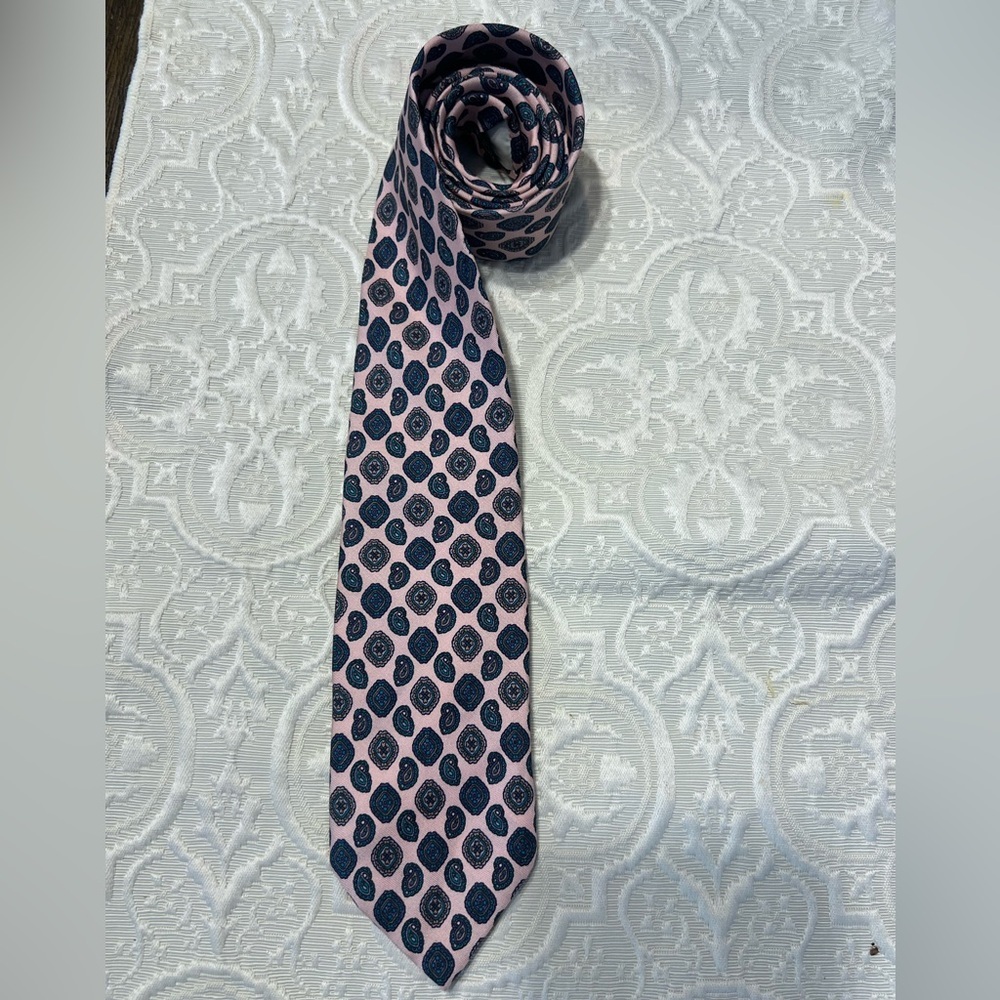 Nordstrom Pink and Dark Blue Geometric Tie